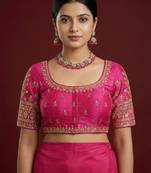 Pink embroidered traditional saree blouse