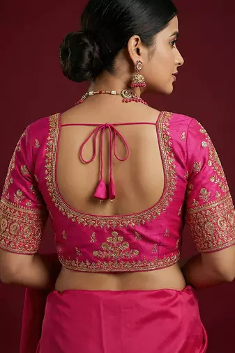 Pink embroidered traditional saree blouse