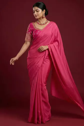 Pink embroidered traditional saree blouse