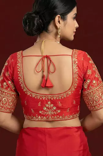 Red embroidered traditional saree blouse