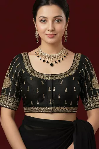 Black embroidered traditional saree blouse