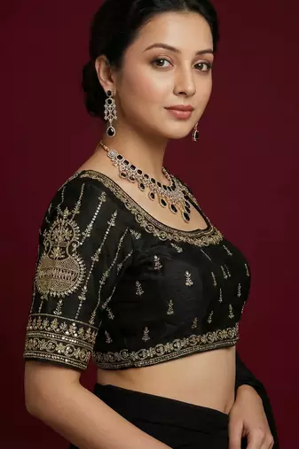 Black embroidered traditional saree blouse