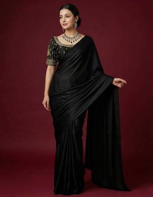 Black embroidered traditional saree blouse 5
