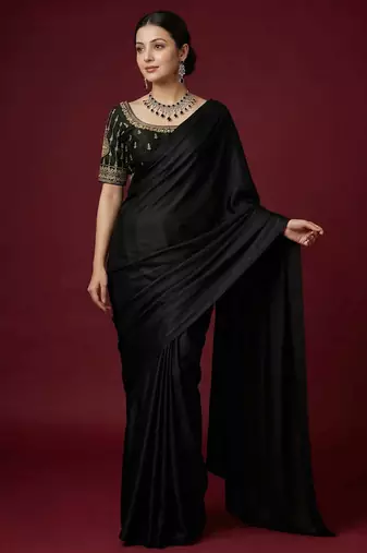 Black embroidered traditional saree blouse
