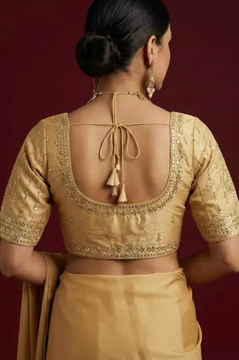 Gold embroidered traditional saree blouse