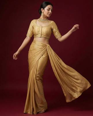 Gold embroidered traditional saree blouse 5