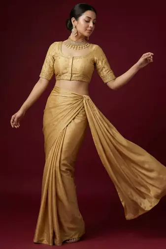 Gold embroidered traditional saree blouse