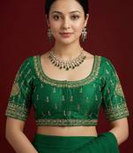Green embroidered traditional saree blouse
