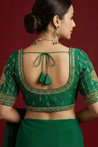 Green embroidered traditional saree blouse