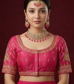 Pink embroidered traditional saree blouse