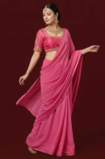 Pink embroidered traditional saree blouse