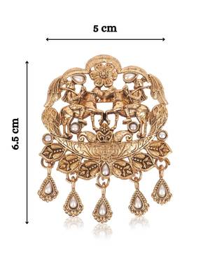 Gold-plated twin horse rider brooch for men 3
