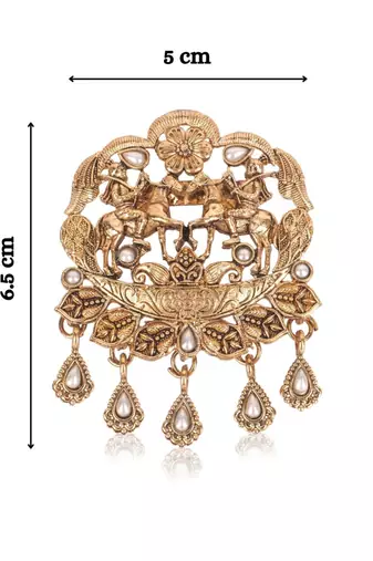 Gold-plated twin horse rider brooch for men
