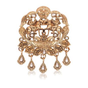Gold-plated twin horse rider brooch for men 4