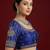 Royal blue embroidered traditional saree blouse