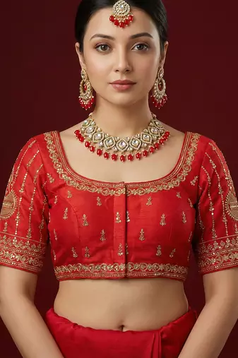 Red embroidered traditional saree blouse