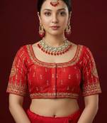 Red embroidered traditional saree blouse