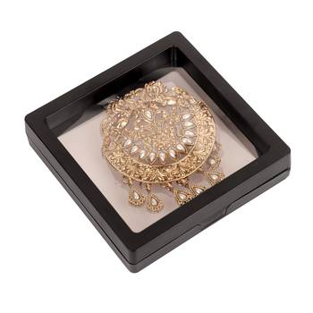 Men's horse brooch gold plated - white stone 5
