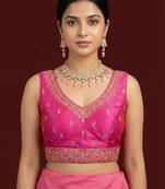Light pink embroidered traditional saree blouse