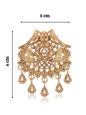 Twin bird with white stone detailing brooch - gold plated for men 3