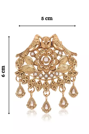 Twin bird with white stone detailing brooch - gold plated for men
