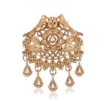 Twin bird with white stone detailing brooch - gold plated for men 4