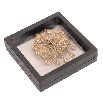 Twin bird with white stone detailing brooch - gold plated for men 5