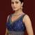 Navy blue embroidered traditional saree blouse
