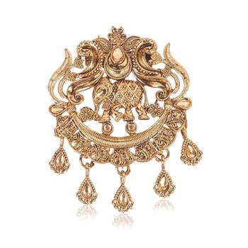 Antique gold plated brooch elephant motif for men 4