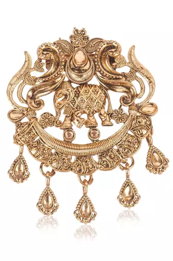 Antique gold plated brooch elephant motif for men