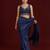 Navy blue embroidered traditional saree blouse