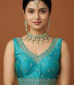 Blue embroidered traditional saree blouse