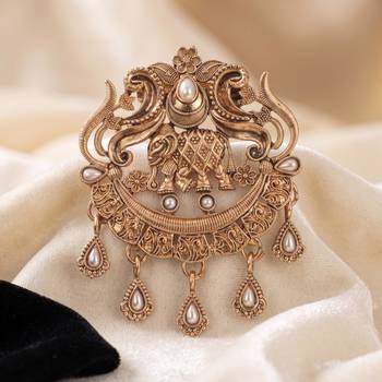 Men's antique gold plated brooch designer - elephant motif 2