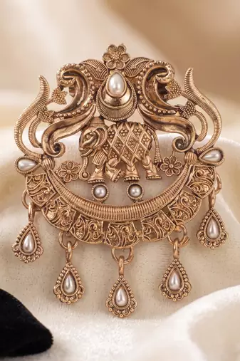Men's antique gold plated brooch designer - elephant motif