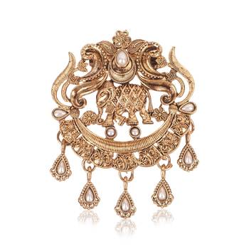 Men's antique gold plated brooch designer - elephant motif 4