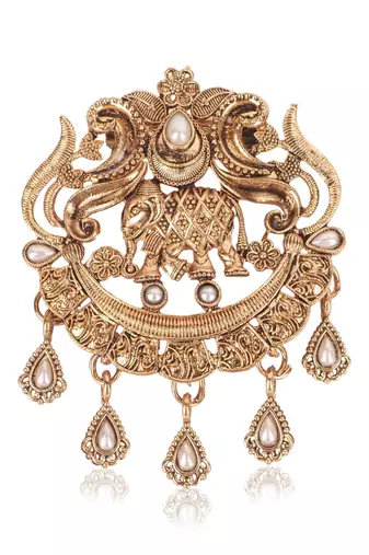 Men's antique gold plated brooch designer - elephant motif