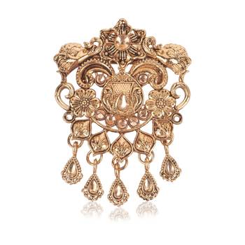Gold finish gold stone detailing traditional brooch for men 4