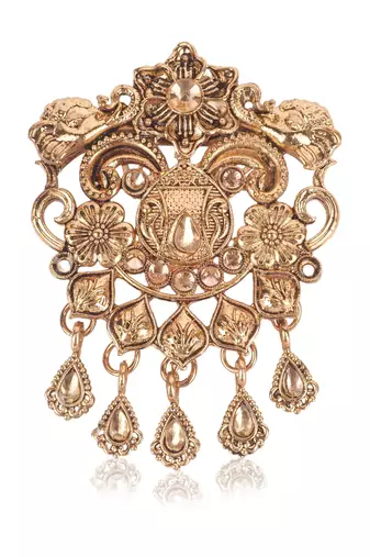 Gold finish gold stone detailing traditional brooch for men