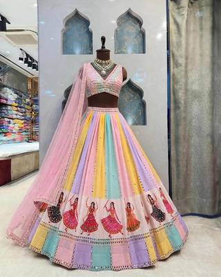 Baby Pink Multicolour Navratri Lehenga Choli With Dupatta 2