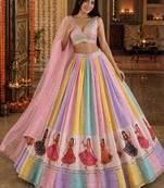 baby pink multicolour lehenga choli with dupatta