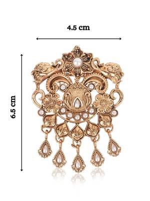Men's gold finish white stone detailing traditional brooch 3