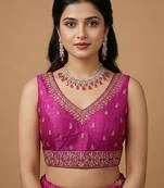 Magenta embroidered traditional saree blouse