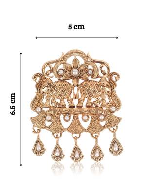 Gold plated twin elephant traditional brooch for men 3