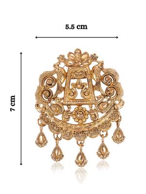 Gold plated twin birds gold stone detailing ethnic brooch for men 3