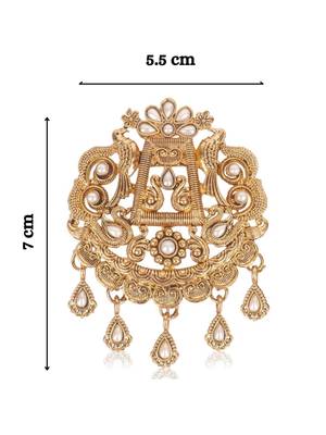 Gold plated twin birds ethnic brooch for men 3