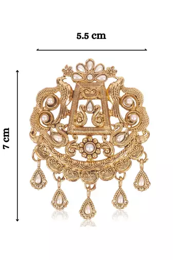 Gold plated twin birds ethnic brooch for men