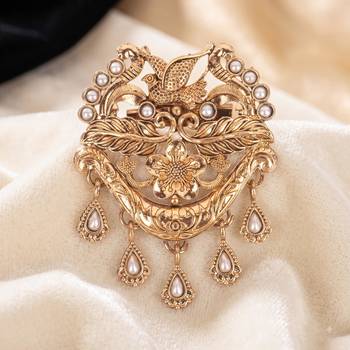 Golden flying-bird leaf pattern designer brooch for men 3