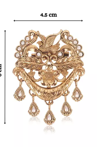 Golden flying-bird leaf pattern designer brooch for men