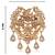 Golden flying-bird leaf pattern designer brooch for men