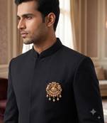 Gold plated elephant motif designer brooch for men – sherwani & kurta